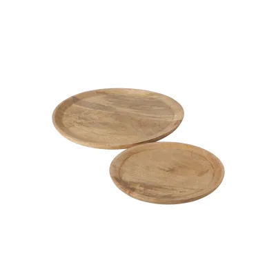 Boltze Teller Maino 2er Set Serviertablett Mango Holz ü 26-35cm Schale