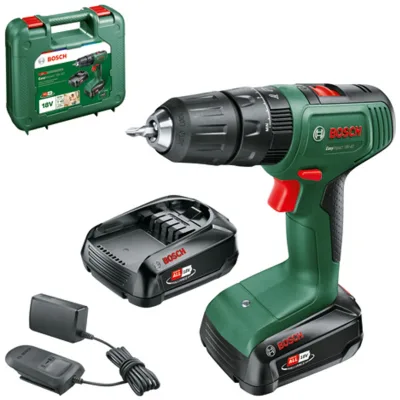 Bosch Akku-Schlagbohrmaschine EasyImpact 18V-40, incl. 2x Akku PBA 2 Ah, Ladegerät, Doppelschrauberbit, Tragekoffer