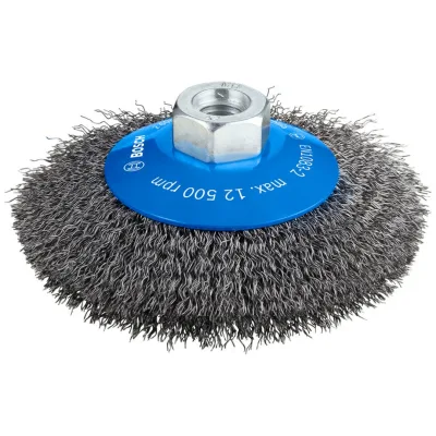 Bosch Kegelbürste, gewellter Draht, 0,35 mm, 115 mm, 12500 U/min, M 14