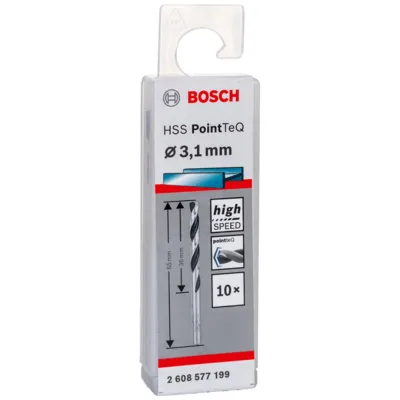 Bosch Metallspiralbohrer-HSS PointTeQ, DIN 338, 3,1 mm, 10er-Pack