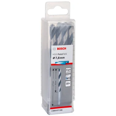 Bosch Metallspiralbohrer-HSS PointTeQ, DIN 338, 7,8 mm, 10er-Pack