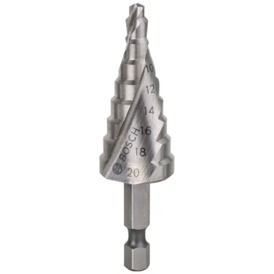 Bosch Stufenbohrer HSS, Sechskantschaft, 4 - 20 mm, 1/4, 70,5 mm, 9 Stufen