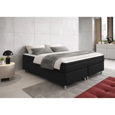 Box 180 cm mit 7 Zonen Taschenfederkernmatratze und Topper Webstoff Schwarz
