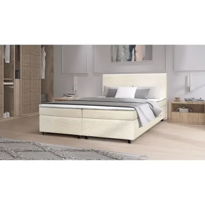 Boxspringbett Paxos Cordstoff Beige 180x200 Hotelbett Bonellfederkern Bett