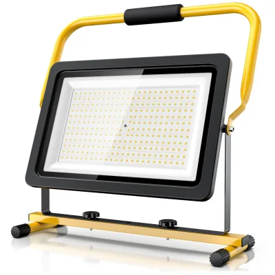 Brandson 200W LED Baustrahler - Arbeitsscheinwerfer - Bauscheinwerfer - Standgestell und Tragegriff - 16000 Lumen - 4 m Stromkabel - Metallgehäuse