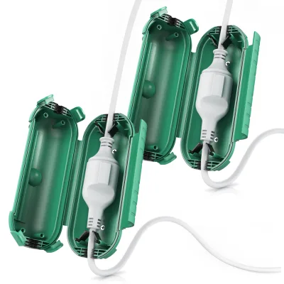 Brandson 2x Kabelbox wetterbeständige Schutzbox für Verlängerungskabel, 210mm x 85 mm Garten outdoor IP44 wasserdichte Safe Box, grün