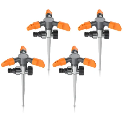 Brandson Kreisregner Rasensprinkler mit Erdspieß, 360° Flächenregner, Sprühregner, für Flächen bis 150 m², 14 cm lang, 3 Arm Sprinkler