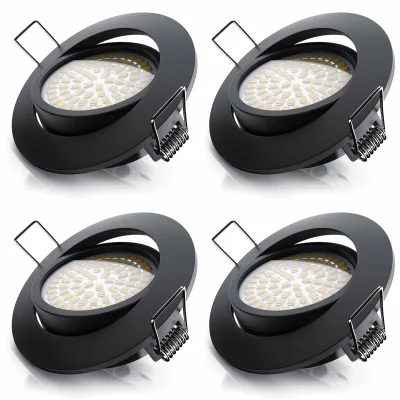 Brandson 4x LED Deckenspots dimmbar & schwenkbar Einbaustrahler mit Aluminium Rahmen in schwarz