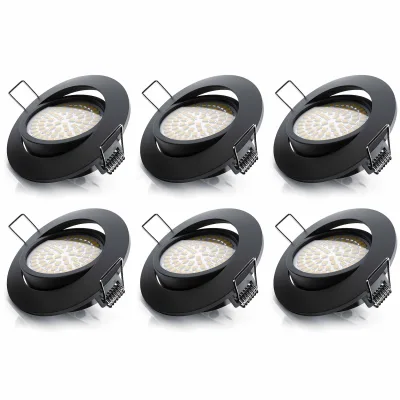 Brandson 6x LED Deckenspots dimmbar & schwenkbar Einbaustrahler mit Aluminium Rahmen in schwarz