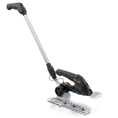 Brandson Grasschere mit Akku 7,2V 2000mA/h - elektrische Garten Strauchschere - inkl. Teleskopstange 90-130 cm mit Rädern - Ladegerät und 2000 mAh