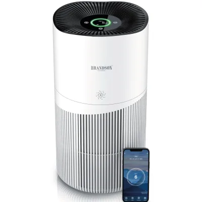 Brandson Luftreiniger HEPA Aktivkohlefilter, Smart Home App, Air Purifier 402 m³/h, Allergiker geeignet, leise, 90 m²