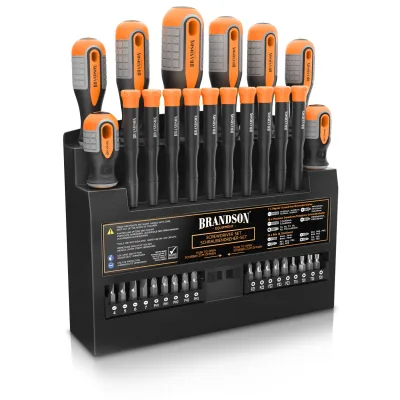 Brandson Schraubendreher Set 36 teilig - Chrom Vanadium - magnetisch - 18 Bits mit Bithalter - Schlitz und Kreuzschlitz Schraubendreher - Feinmechanik
