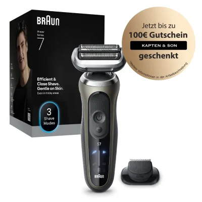 BRAUN Series 7 Elektrorasierer 72-C1200s Herrenrasierer (Akkubetrieb, 360° SkinFlex Kopf, 3 Rasiermodi, kabellose Laufzeit bis zu 60 Min., 100% wasserdicht, hergestellt in Deutschland, Reiseetui, Ladegerät, Reinigungsbürste, Präzisionstrimmer-Aufsatz)