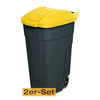 BRB Mülltonne 100 Liter VE: 2 Stück, anthrazit/gelb