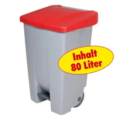 BRB Tret-Abfalleimer 80 Liter, rot