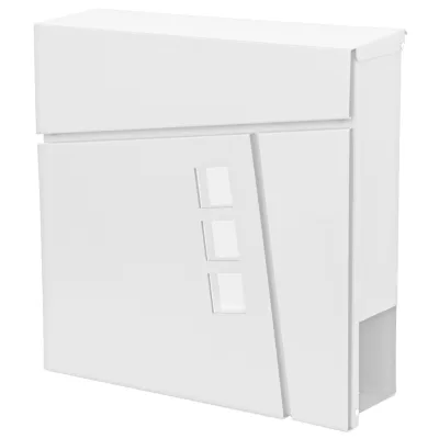 Briefkasten MCW-B29, Wandbriefkasten Postkasten Zeitungsfach, pulverbeschichtet ~ weiß