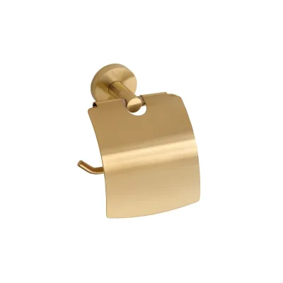 Brillantbad BABLO Papierrollenhalter mit Deckel Messing Gold matt 80x140x155 mm für Bad & WC >> zum Bohren oder Kleben*