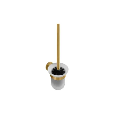 Brillantbad BABLO WC-Bürstengarnitur Messing Gold matt Milchglas 140x95x370 mm für Bad & WC >> zum Bohren oder Kleben*