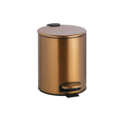 Brillantbad BAMBER Abfalleimer Edelstahl Gold Kupfer matt 260x205x265 mm, 5 Ltr für Bad & Küche >> Freistehend anwendbar