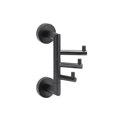 Brillantbad BARK Dreifachhaken drehbar Messing Schwarz 135x55x190 mm für Bad & Küche >> zum Bohren