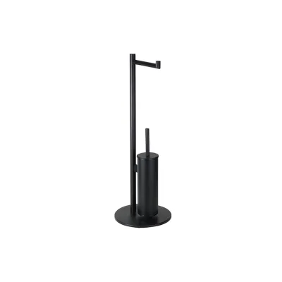 Brillantbad BARK Papierrollenhalter mit WC-Bürstengarnitur Messing Schwarz 250x250x730 mm für Bad & WC >> Freistehend anwendbar