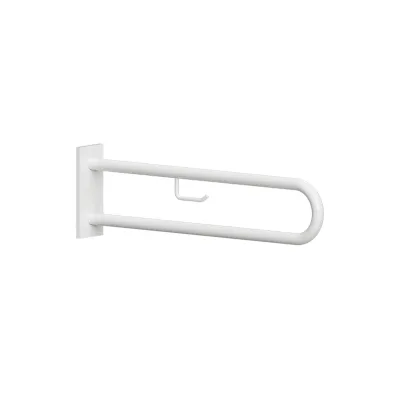 Brillantbad BELP Stützgriff mit Toilettenpapierhalter & Abdeckung Eisen Weiß 616x100x250 mm, 120 kg Traglast für Bad & WC >> zum Bohren