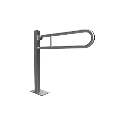 Brillantbad BELP Stützklappgriff in U-Form Bodenmontage Edelstahl gebürstet mit Abdeckung 153x870x875 mm, 120 kg Traglast für Bad & WC >> zum Bohren