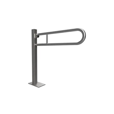 Brillantbad BELP Stützklappgriff in U-Form Bodenmontage Edelstahl gebürstet mit Abdeckung 153x870x933 mm, 120 kg Traglast für Bad & WC >> zum Bohren