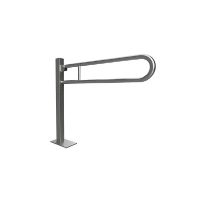 Brillantbad BELP Stützklappgriff in U-Form Bodenmontage Edelstahl gebürstet mit Abdeckung 153x870x975 mm, 120 kg Traglast für Bad & WC >> zum Bohren