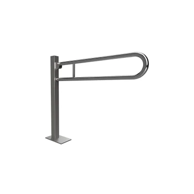 Brillantbad BELP Stützklappgriff in U-Form Bodenmontage Edelstahl poliert mit Abdeckung 153x870x975 mm, 120 kg Traglast für Bad & WC >> zum Bohren