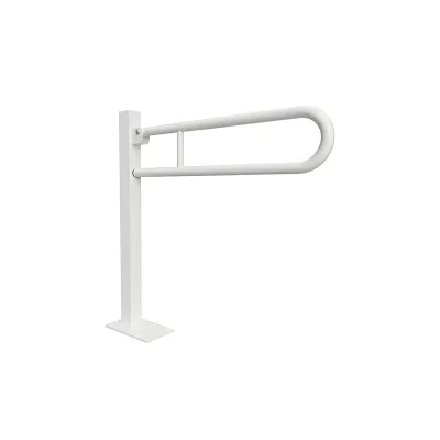 Brillantbad BELP Stützklappgriff in U-Form Bodenmontage Eisen Weiß mit Abdeckung 153x870x875 mm, 120 kg Traglast für Bad & WC >> zum Bohren