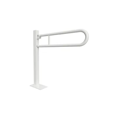 Brillantbad BELP Stützklappgriff in U-Form Bodenmontage Eisen Weiß mit Abdeckung 153x870x933 mm, 120 kg Traglast für Bad & WC >> zum Bohren