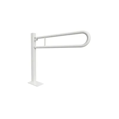 Brillantbad BELP Stützklappgriff in U-Form Bodenmontage Eisen Weiß mit Abdeckung 153x870x975 mm, 120 kg Traglast für Bad & WC >> zum Bohren