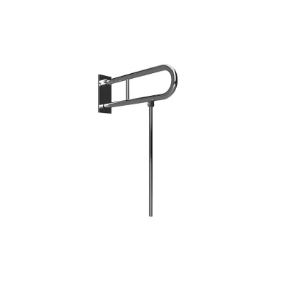 Brillantbad BELP Stützklappgriff in U-Form mit Standfuß Edelstahl gebürstet mit Abdeckung 100x800x829 mm, 120 kg Traglast für Bad & WC >> zum Bohren