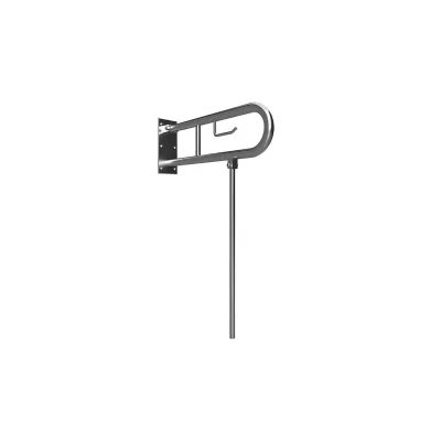 Brillantbad BELP Stützklappgriff in U-Form mit Toilettenpapierhalter & Standfuß Edelstahl gebürstet 100x800x616 mm, 120 kg Traglast für Bad & WC >> zum Bohren