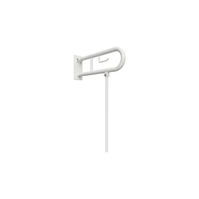 Brillantbad BELP Stützklappgriff in U-Form mit Toilettenpapierhalter & Standfuß Eisen Weiß 100x800x616 mm, 120 kg Traglast für Bad & WC >> zum Bohren