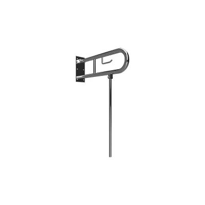 Brillantbad BELP Stützklappgriff in U-Form mit Toliettenpapierhalter & Standfuß Edelstahl poliert 100x800x616 mm, 120 kg Traglast für Bad & WC >> zum Bohren