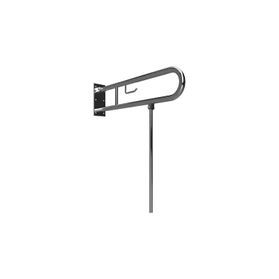 Brillantbad BELP Stützklappgriff in U-Form mit Toliettenpapierhalter & Standfuß Edelstahl poliert 100x800x829 mm, 120 kg Traglast für Bad & WC >> zum Bohren