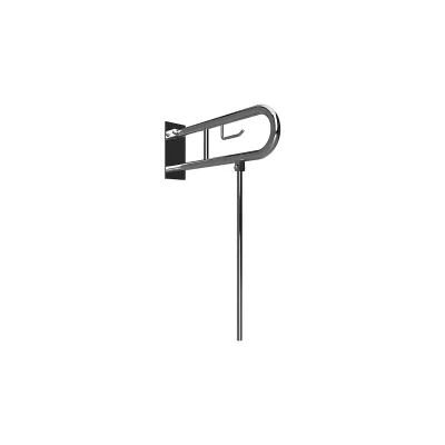 Brillantbad BELP Stützklappgriff in U-Form mit Toliettenpapierhalter & Standfuß  Edelstahl poliert mit Abdeckung 100x800x829 mm, 120 kg Traglast für Bad & WC >> zum Bohren
