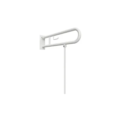 Brillantbad BELP Stützklappgriff in U-Form mit Toliettenpapierhalter & Standfuß Eisen Weiß 100x800x829 mm, 120 kg Traglast für Bad & WC >> zum Bohren