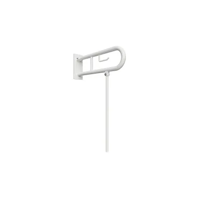 Brillantbad BELP Stützklappgriff in U-Form mit Toliettenpapierhalter & Standfuß Eisen Weiß mit Abdeckung 100x800x829 mm, 120 kg Traglast für Bad & WC >> zum Bohren