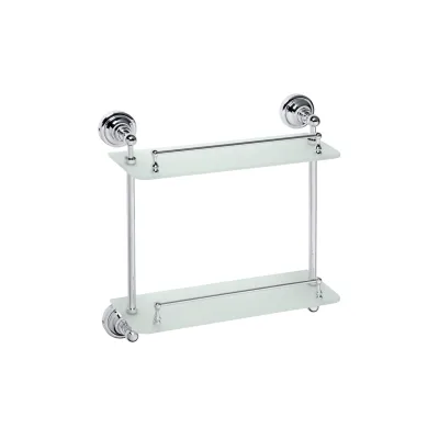 Brillantbad BETRO CHROM Glasregal Messing Glas Chrom 400x420x120 mm für Bad & Küche >> zum Bohren