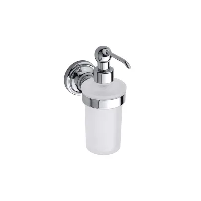 Brillantbad BETRO CHROM Seifenspender Messing Glas Chrom 80x190x120 mm, 230 ml für Bad & Küche >> zum Bohren