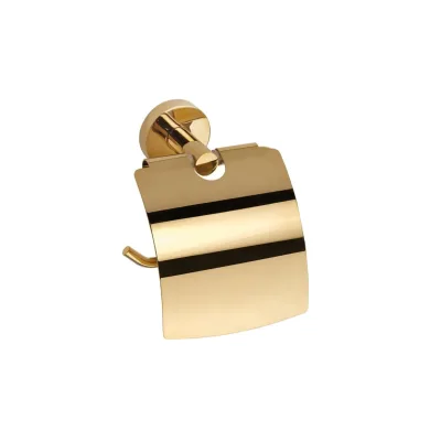 Brillantbad BILLO Papierrollenhalter mit Deckel Messing Gold poliert 80x140x155 mm für Bad & WC >> zum Bohren oder Kleben*