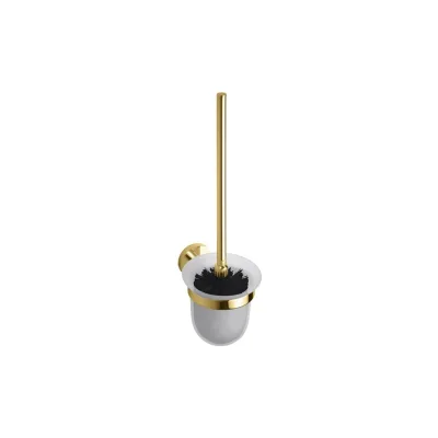 Brillantbad BILLO WC-Bürstengarnitur Messing Gold poliert Milchglas 140x95x370 mm für Bad & WC >> zum Bohren oder Kleben*