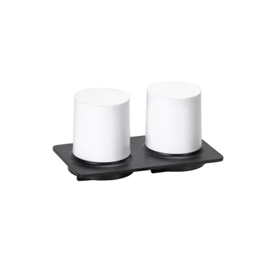 Brillantbad BORGANIC BLACK Doppelter Seifenspender Edelstahl Zink Kunststoff Schwarz 100x200x115 mm, 200 ml für Bad & Küche >> zum Bohren