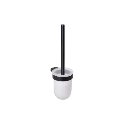 Brillantbad BORGANIC BLACK WC-Bürstengarnitur Edelstahl Milchglas Schwarz 122x95x360 mm für Bad & WC >> zum Bohren