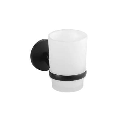 Brillantbad BOX Glashalter Zink Milchglas Schwarz 115x68x95 mm für Bad & Küche >> zum Bohren
