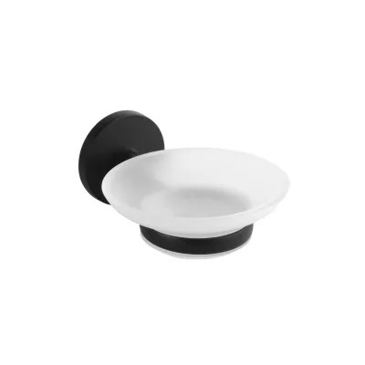 Brillantbad BOX Seifenschale Zink Milchglas Schwarz 138x110x60 mm für Bad & Küche >> zum Bohren