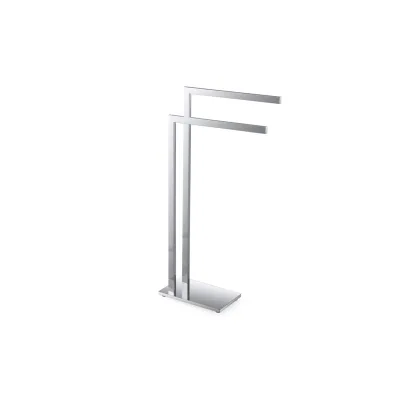 Brillantbad META Handtuchständer doppelt Messing Chrom 400x150x800 mm für Bad & WC >> Freistehend anwendbar